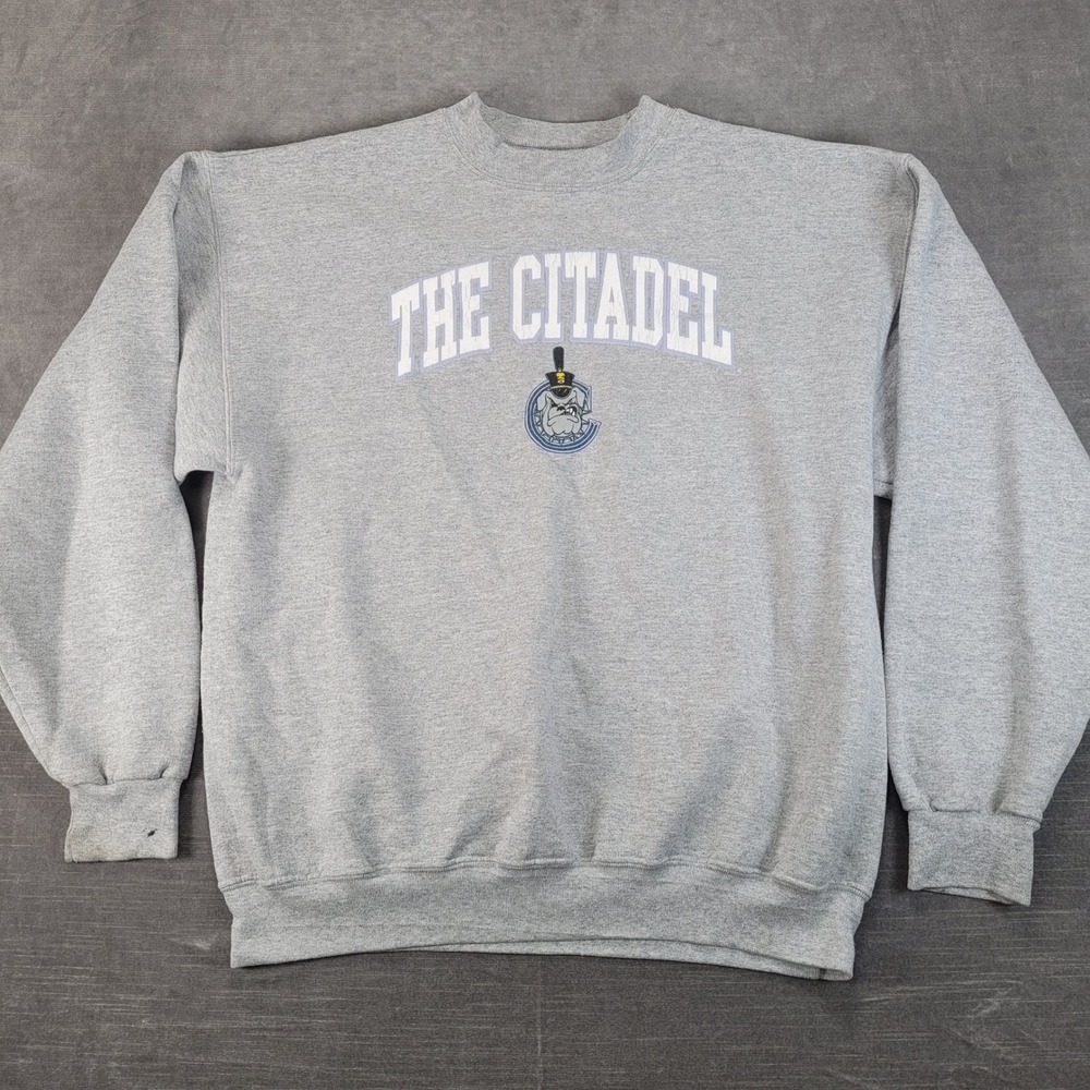 Vintage The Citadel Bulldogs Sweatshirt Mens Medium Gray Heavyweight Crewneck